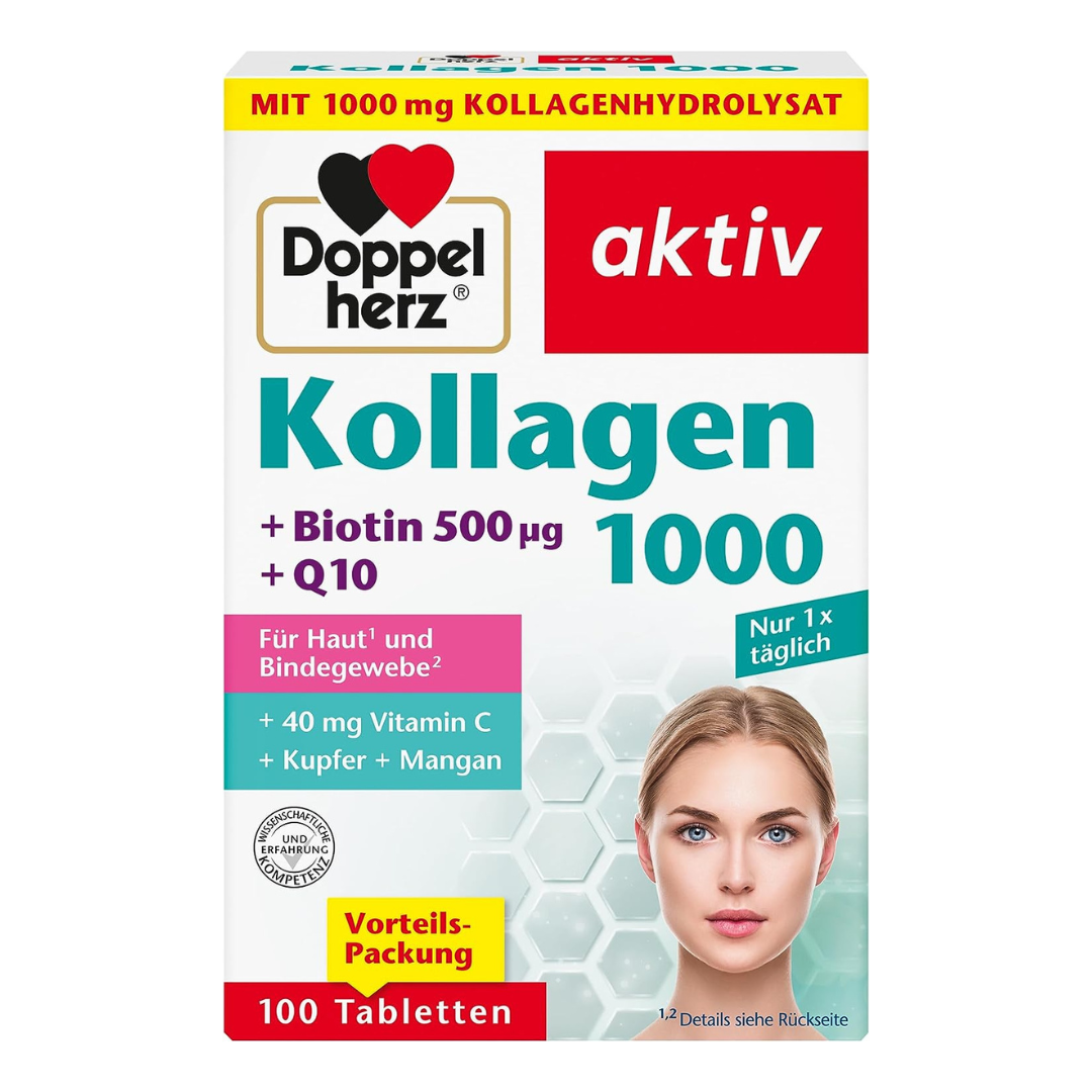 Doppelherz 雙心膠原蛋白膠囊1000 生物素 + 輔酶Q10, 100粒
