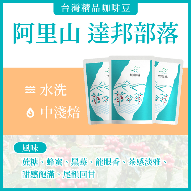 【川咖啡】台灣小農鑽石型濾掛咖啡 阿里山達邦部落水洗(2盒組/10g*20包)