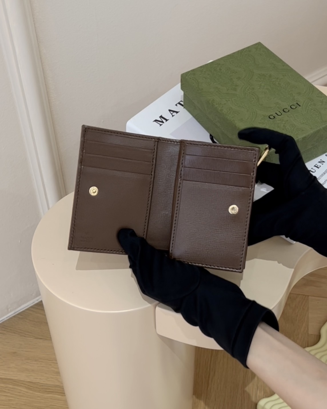 GUCCI｜HORSEBIT 1955 對開短夾 棕色老花