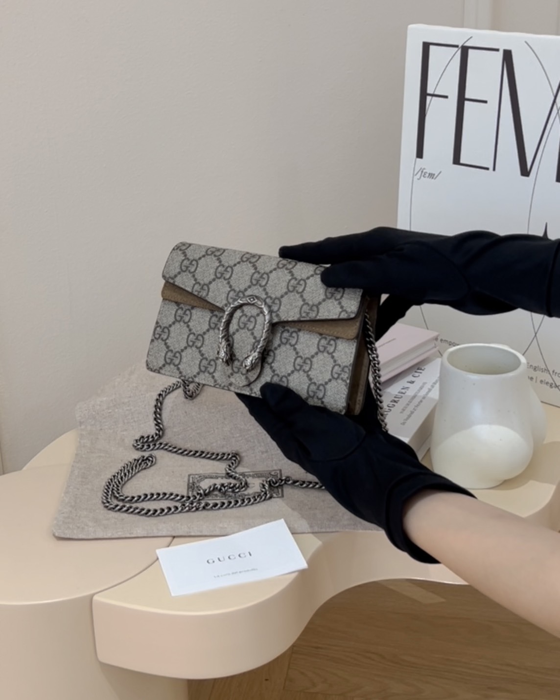 GUCCI｜DIONYSUS 超迷你酒神 棕色老花