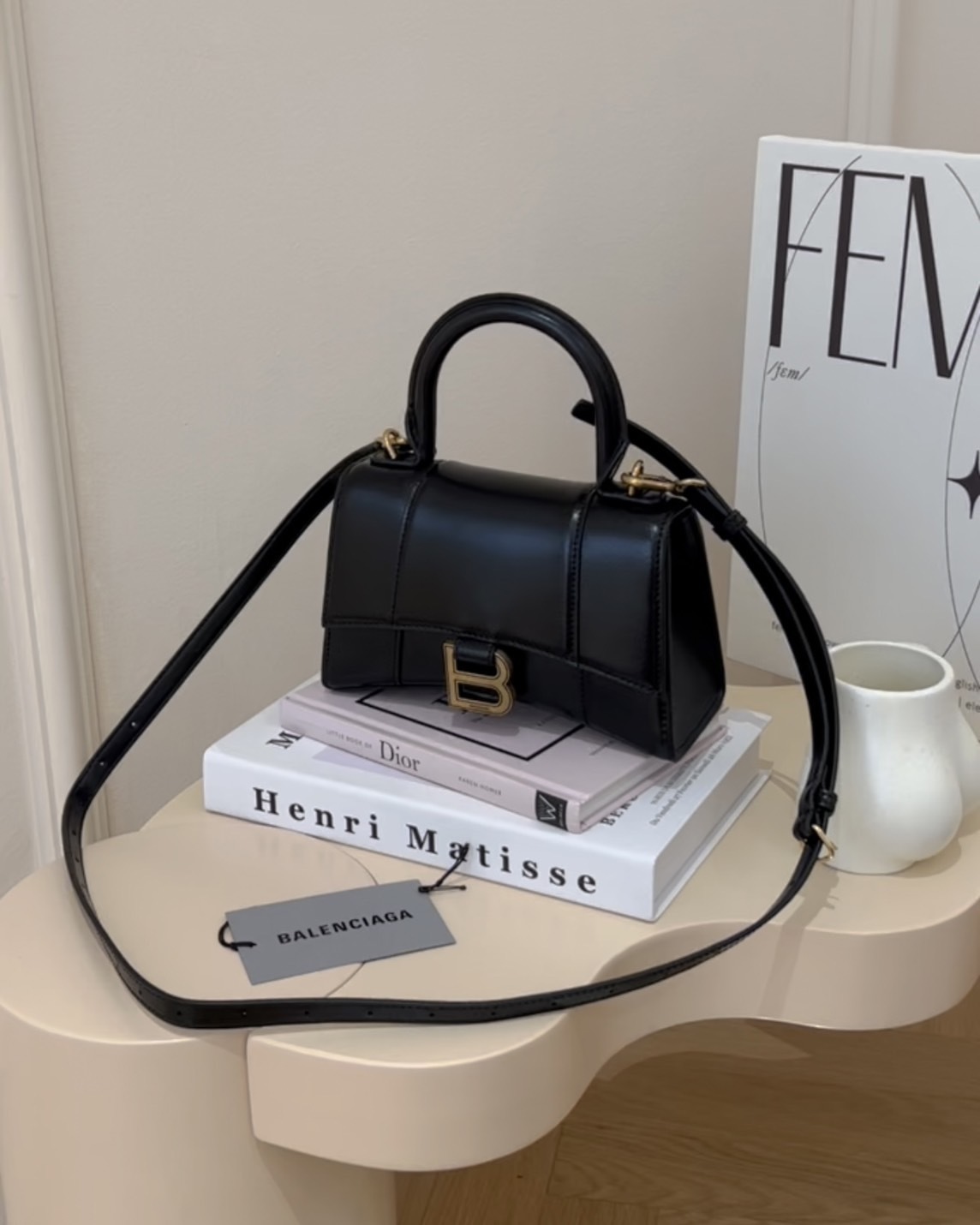 BALENCIAGA｜滑面款沙漏包XS 黑金