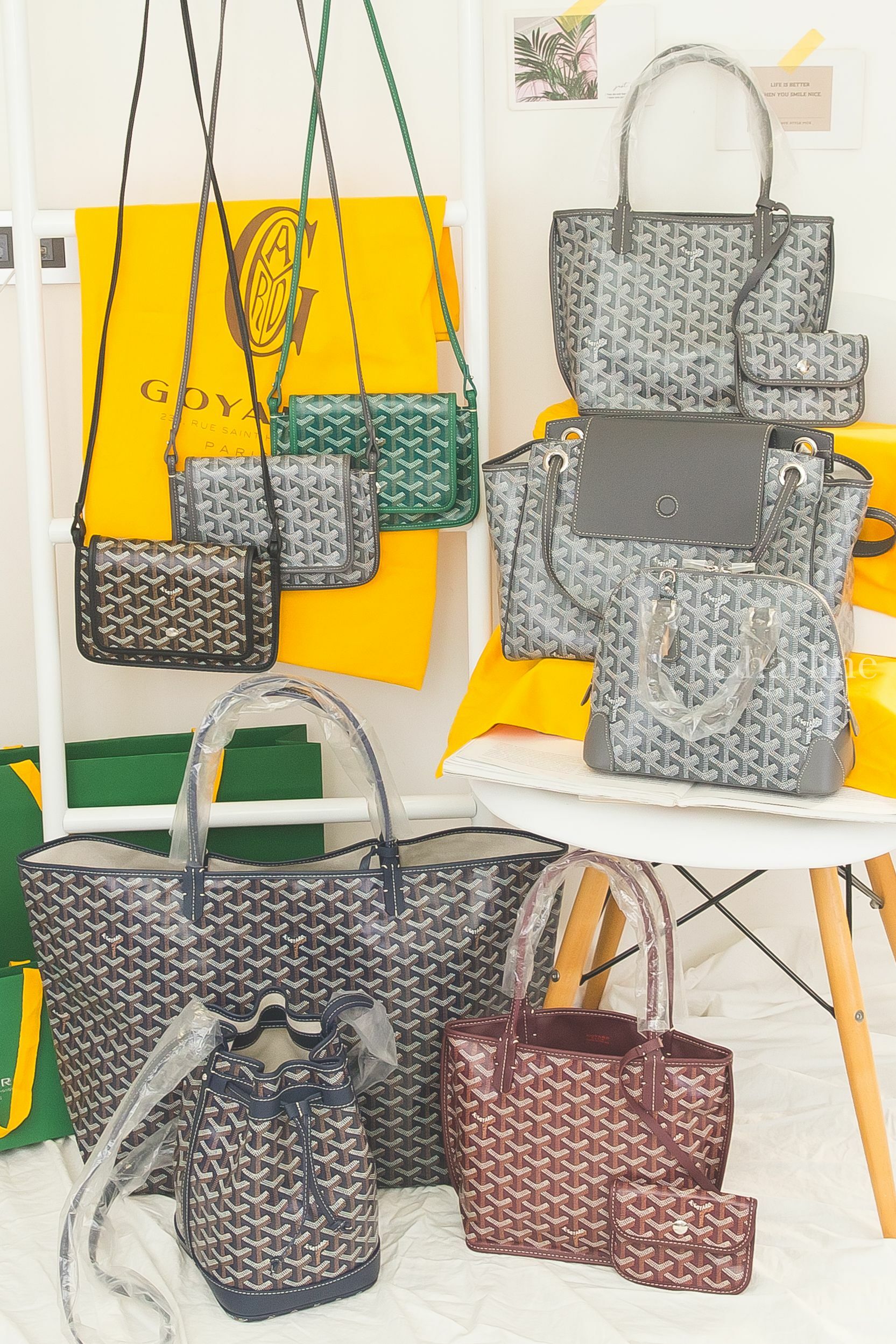 Goyard Rouette灰,Vendôme Mini灰,Anjou灰,Anjou勃根地酒紅,Plumet灰,Plumet黑,Plumet綠,Saint Louis Gm海軍藍,Flot Bucket海軍藍-Charline Boutique 代購