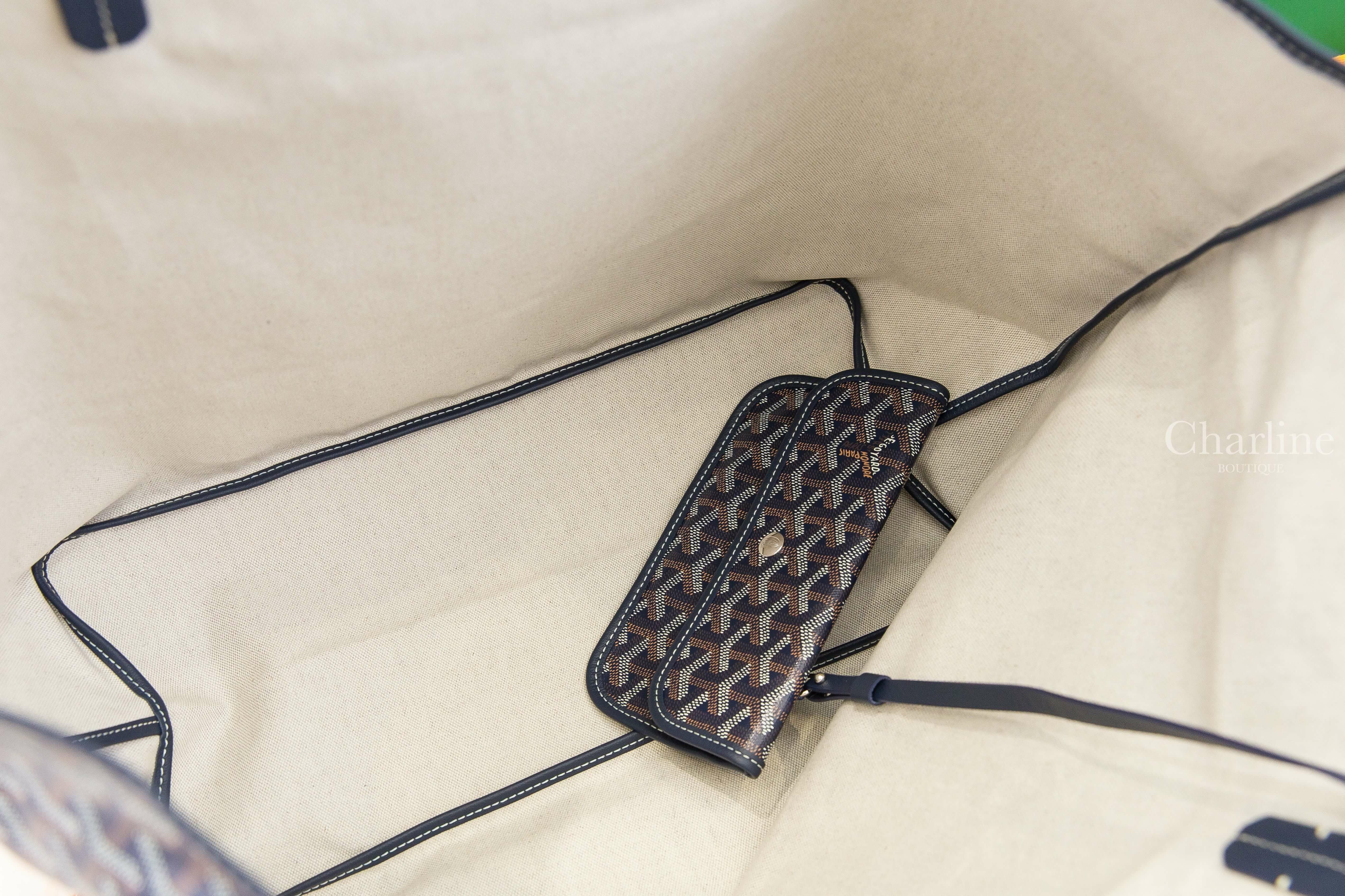 Goyard Saint Louis Gm Bag 海軍藍帆布小牛皮同色提把大型無拉鍊托特包-Charline Boutique 精品代購