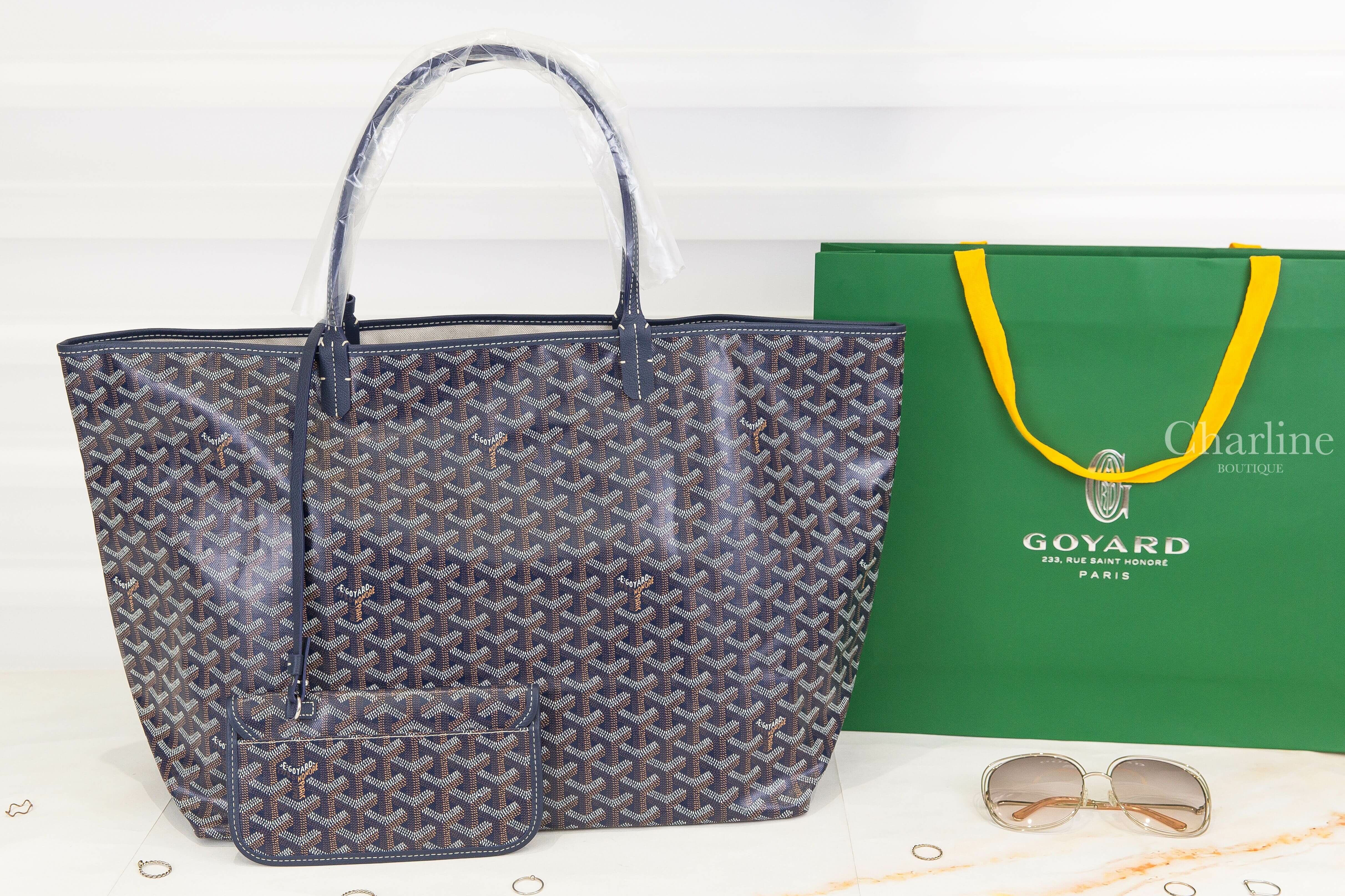 Goyard Saint Louis Gm Bag 海軍藍帆布小牛皮同色提把大型無拉鍊托特包-Charline Boutique 精品代購