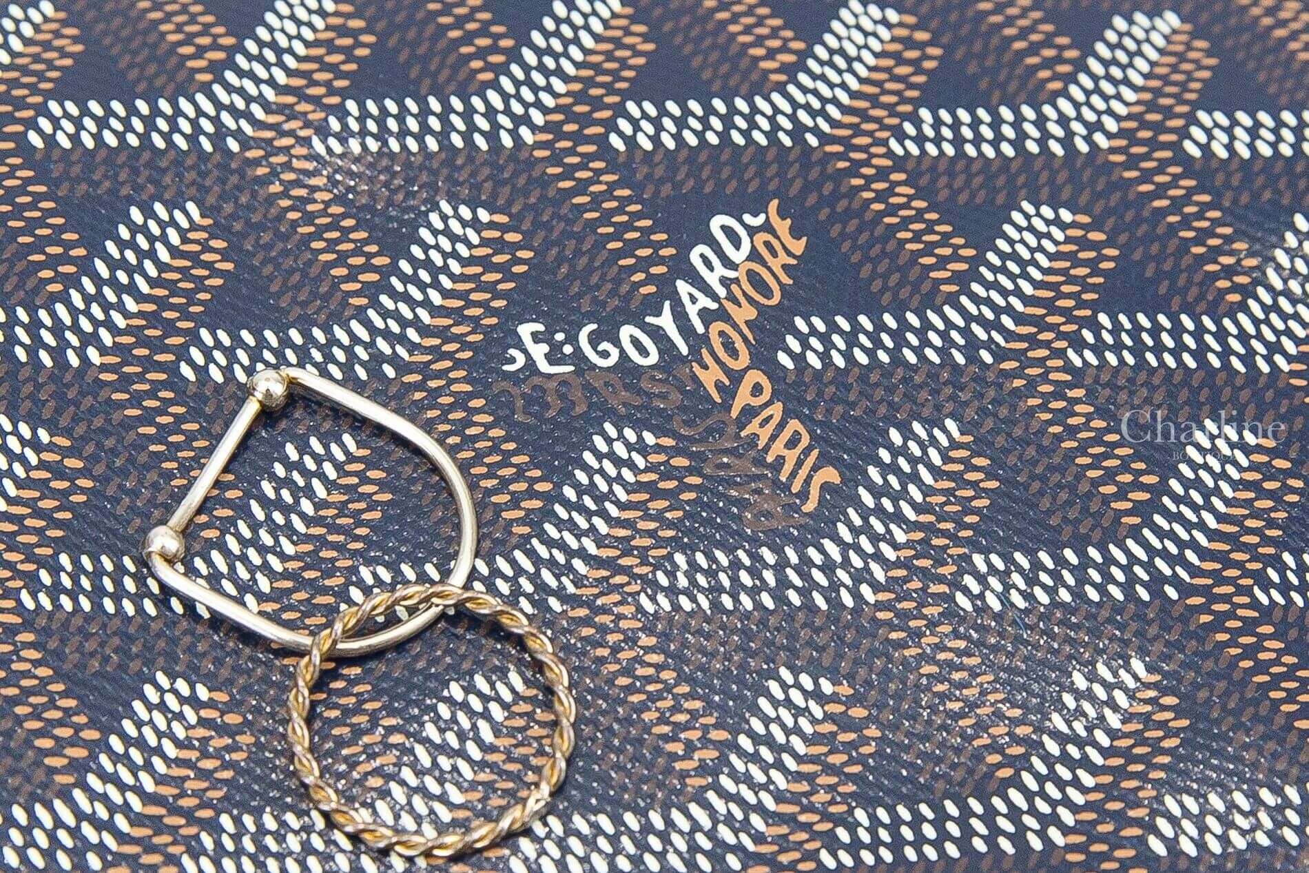 Goyard Saint Louis GM Bag 海軍藍帆布小牛皮同色提把大型無拉鍊托特包