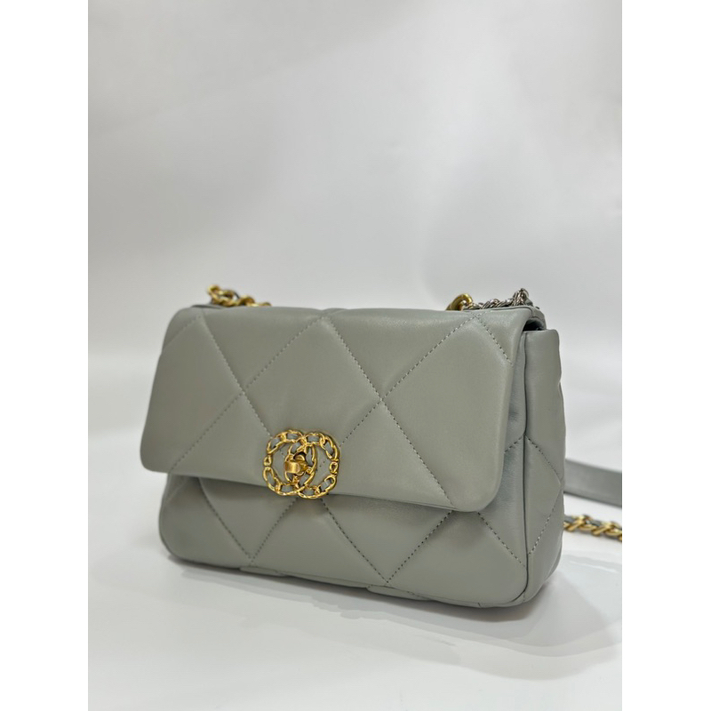 真皮 女包 斜背包 側背包 菱格紋 白 （3309）