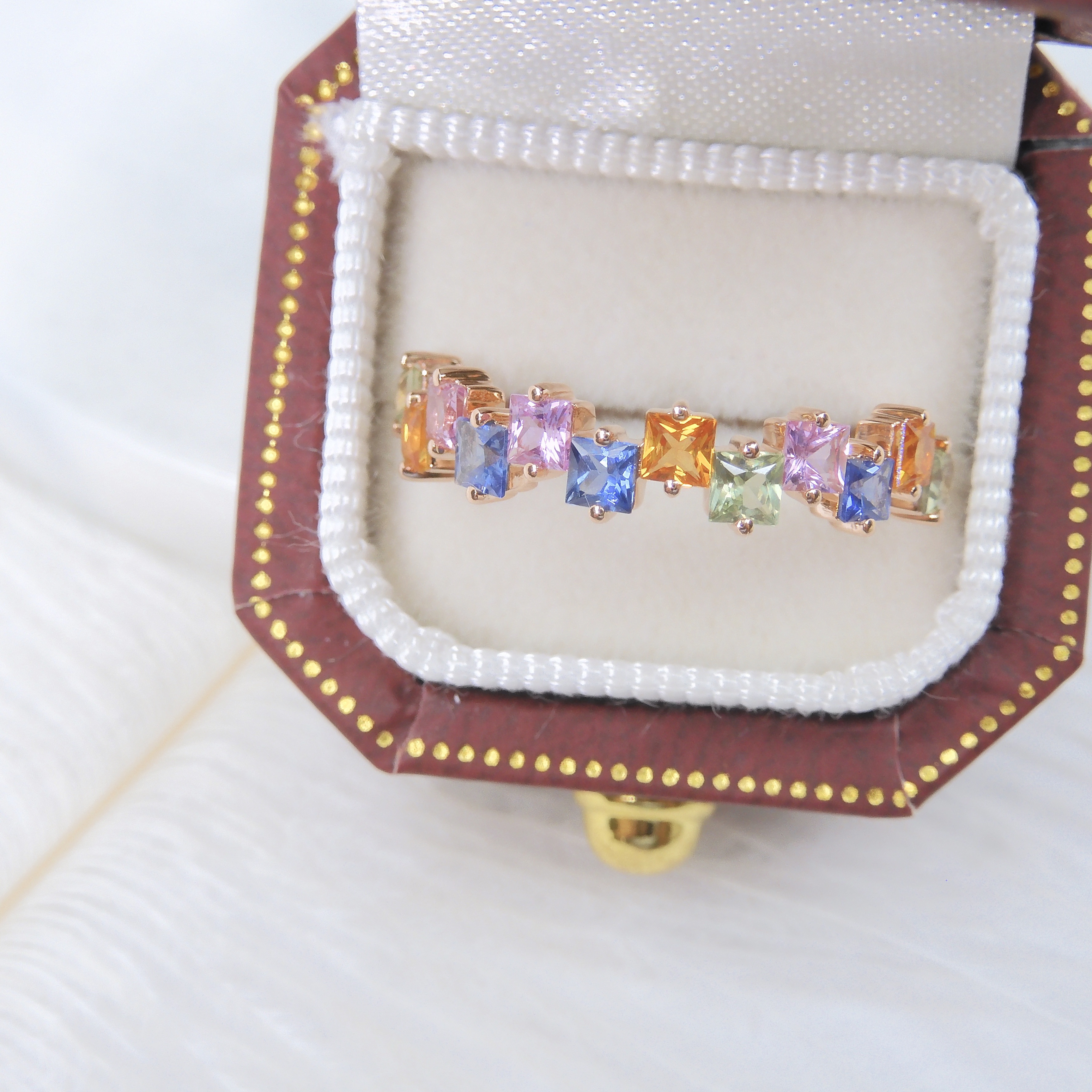 18K金 1.3ct 彩色藍寶石戒指