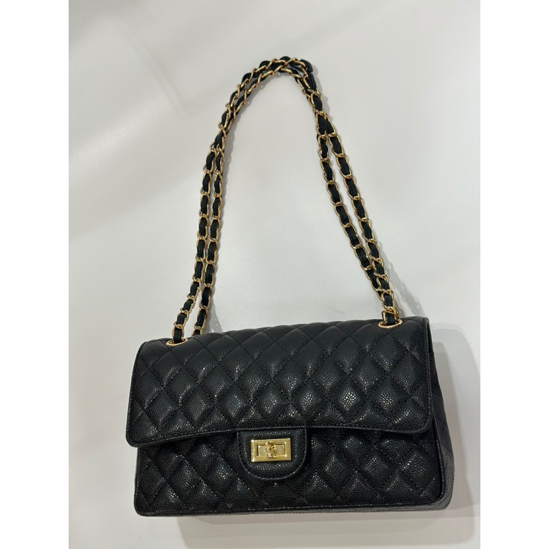 真皮 牛皮 小香風 斜背包 側背包 菱格紋 黑（112）