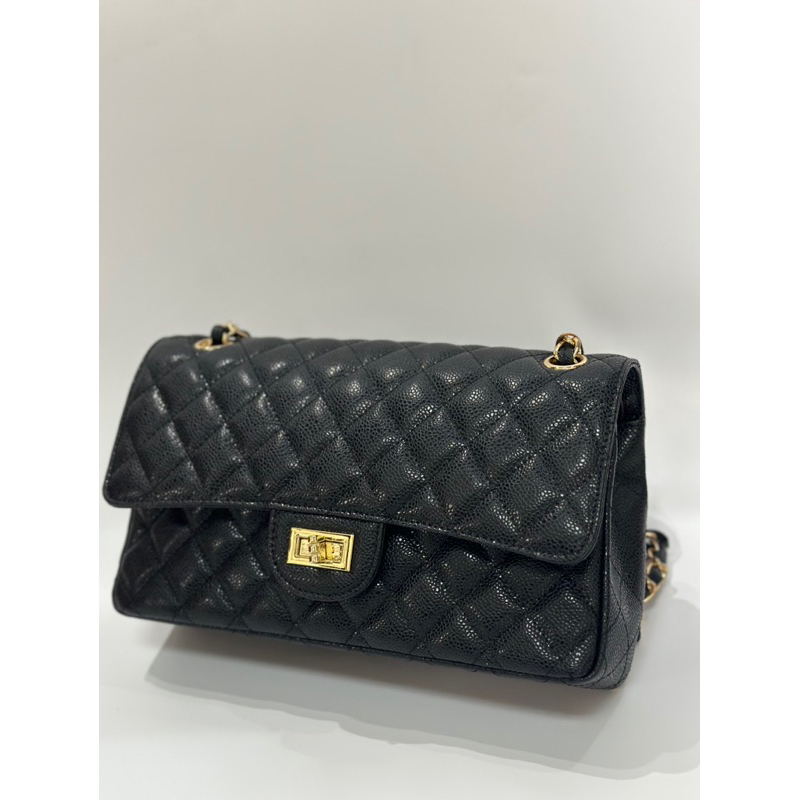 真皮 牛皮 小香風 斜背包 側背包 菱格紋 黑（112）