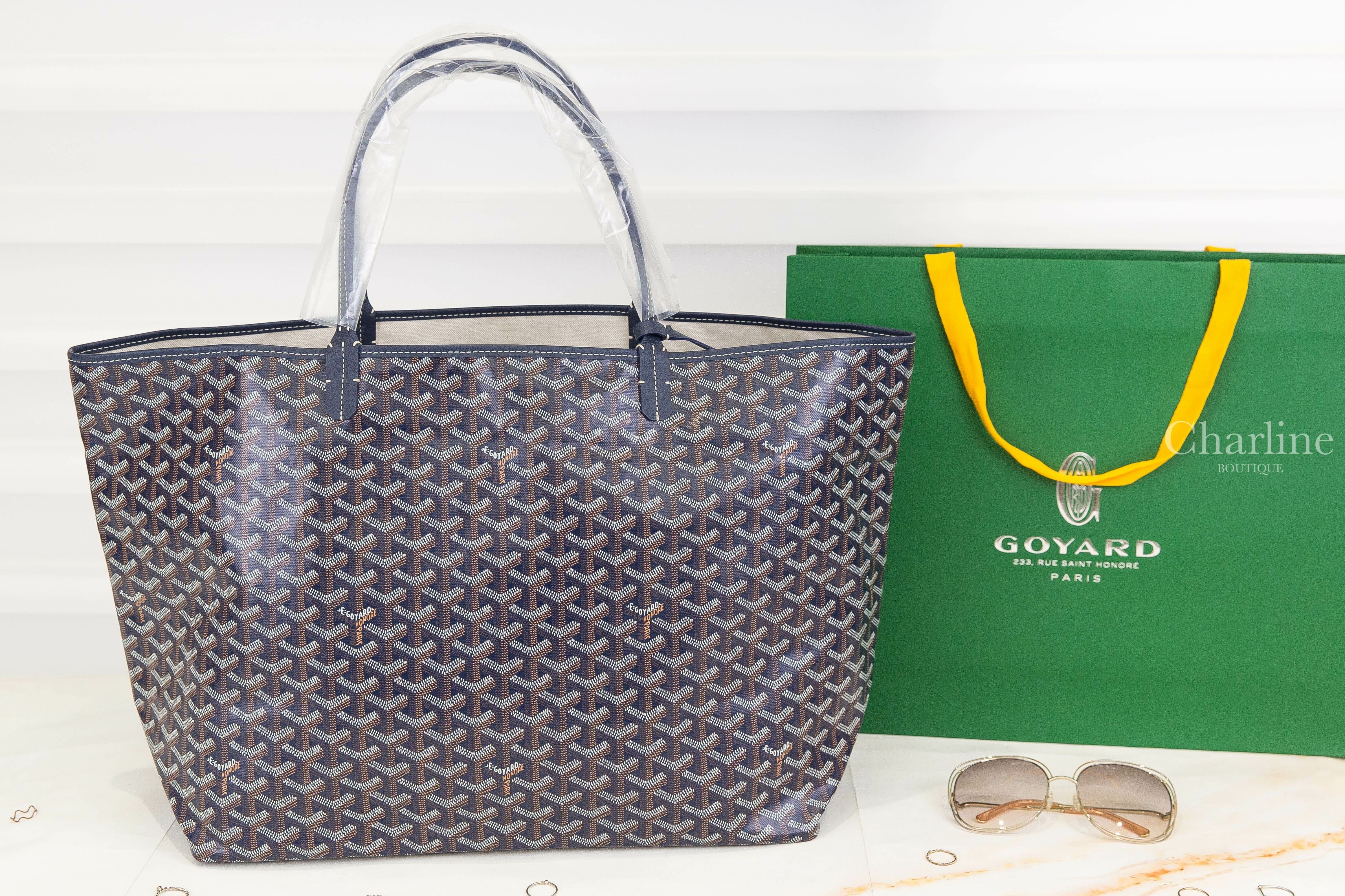 Goyard Saint Louis Gm Bag 海軍藍帆布小牛皮同色提把大型無拉鍊托特包-Charline Boutique 精品代購