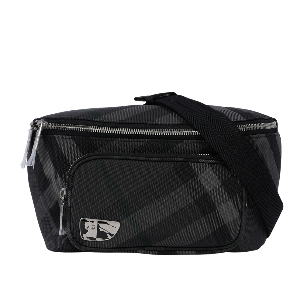 【BURBERRY】Grid 戰馬盾牌標誌格紋腰包