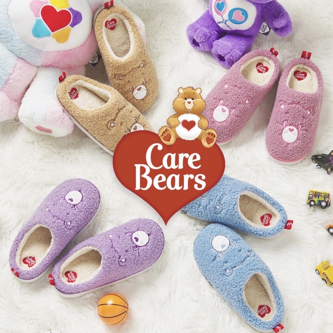 Care bears 毛茸茸橡膠底室內拖鞋