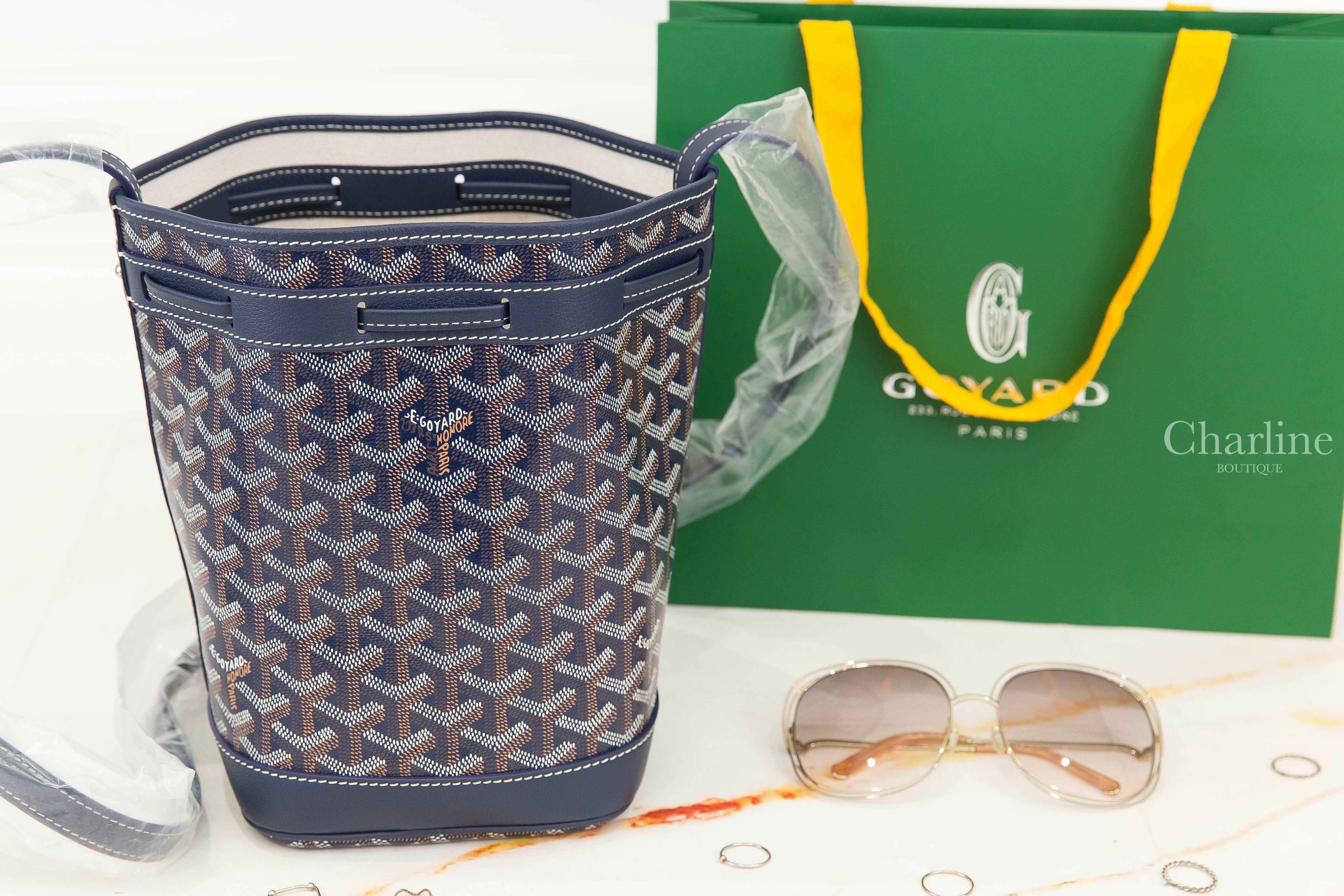 Goyard Petit Flot Bucket Bag 海軍藍帆布小牛皮同色肩帶水桶肩背包-Charline Boutique 精品代購