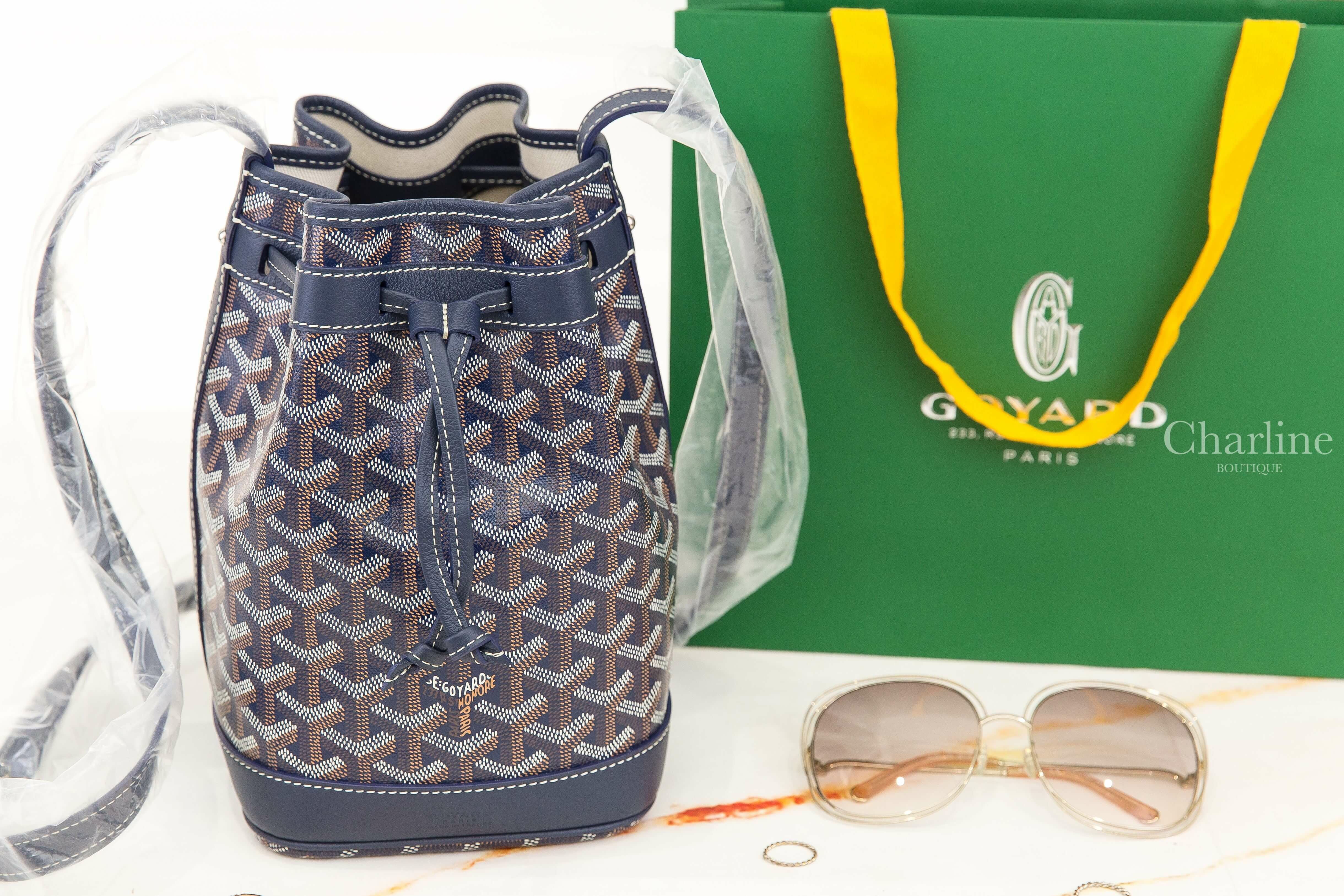 Goyard Petit Flot Bucket Bag 海軍藍帆布小牛皮同色肩帶水桶肩背包-Charline Boutique 精品代購