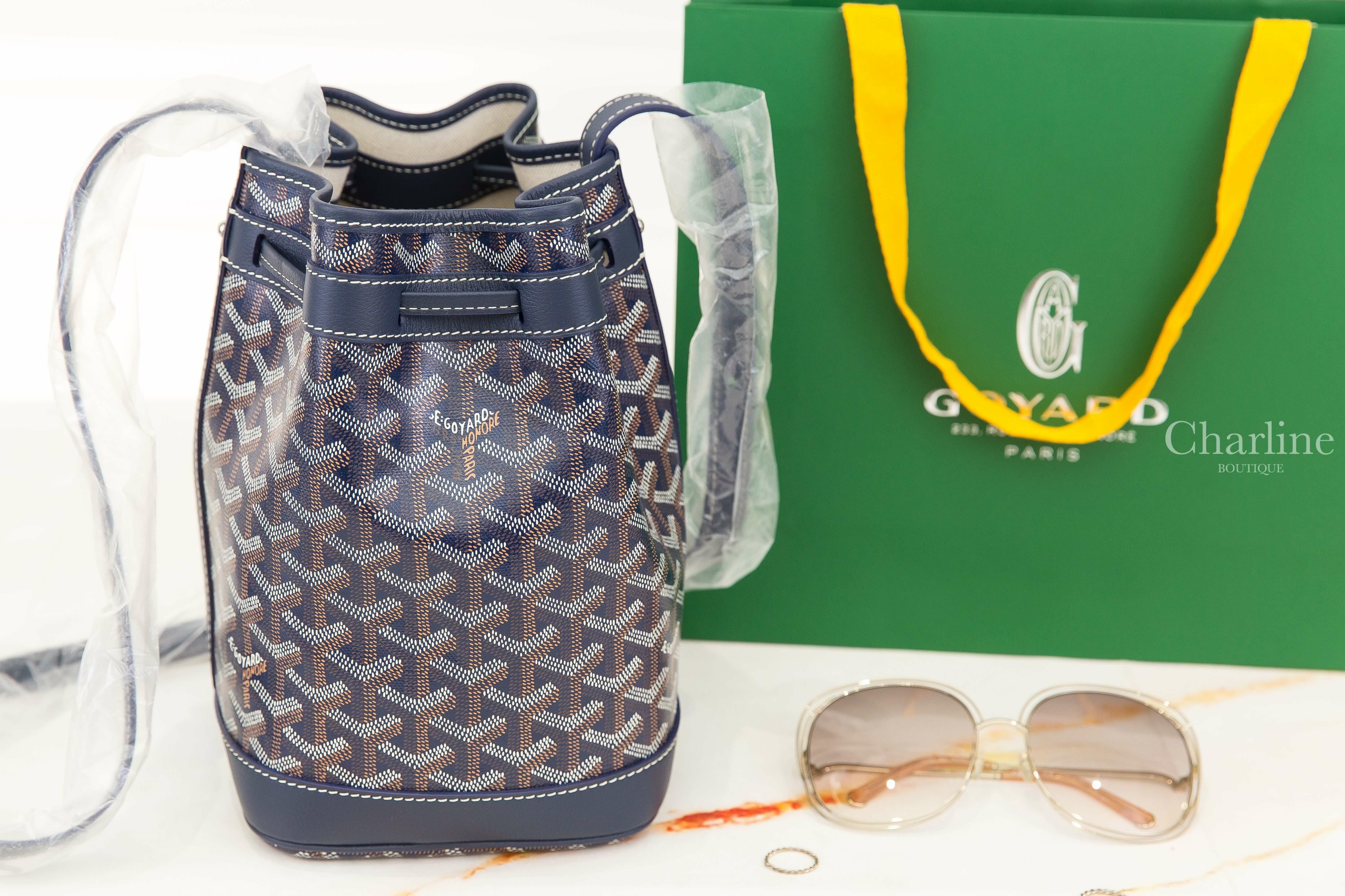 Goyard Petit Flot Bucket Bag 海軍藍帆布小牛皮同色肩帶水桶肩背包-Charline Boutique 精品代購