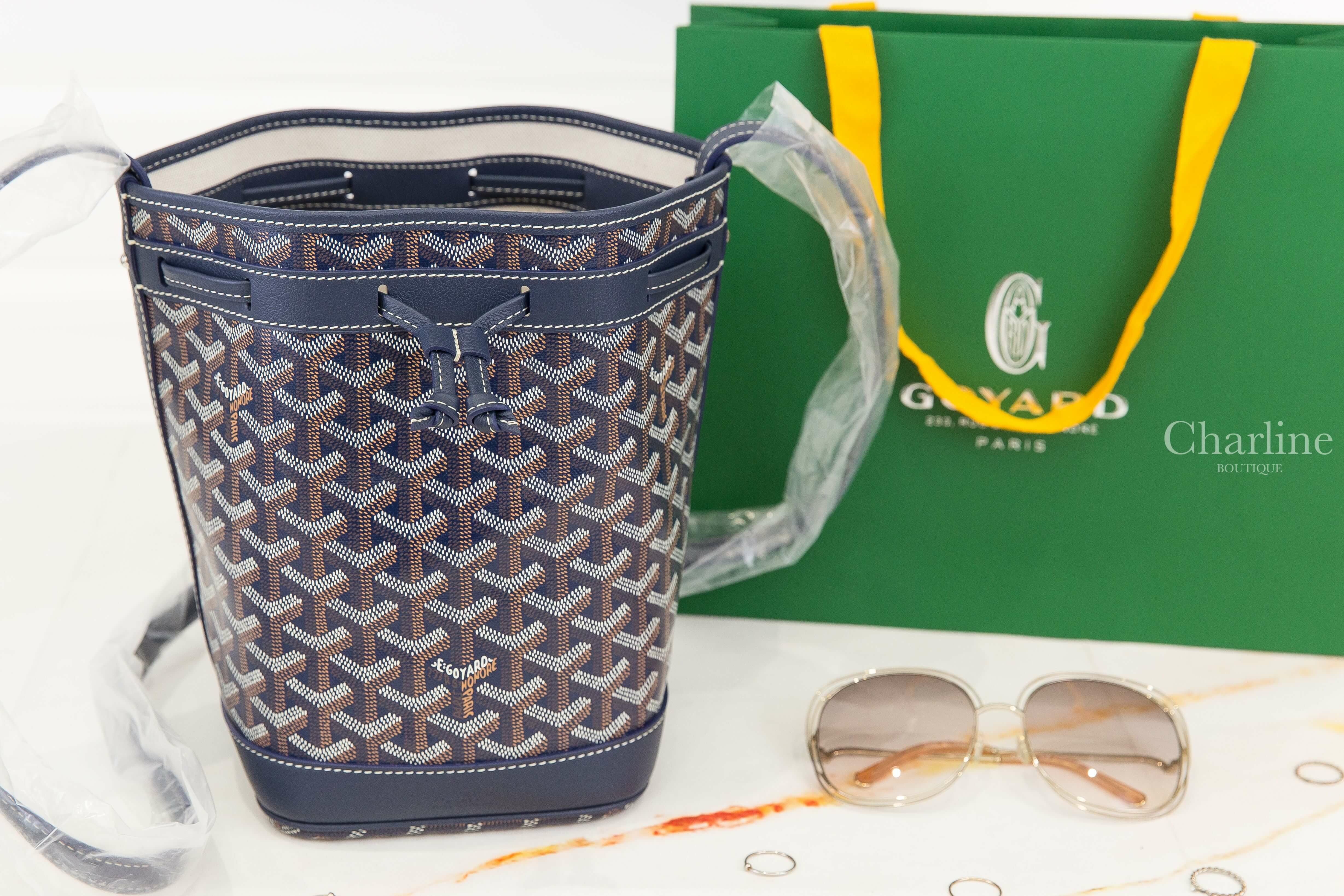 Goyard Petit Flot Bucket Bag 海軍藍帆布小牛皮同色肩帶水桶肩背包-Charline Boutique 精品代購