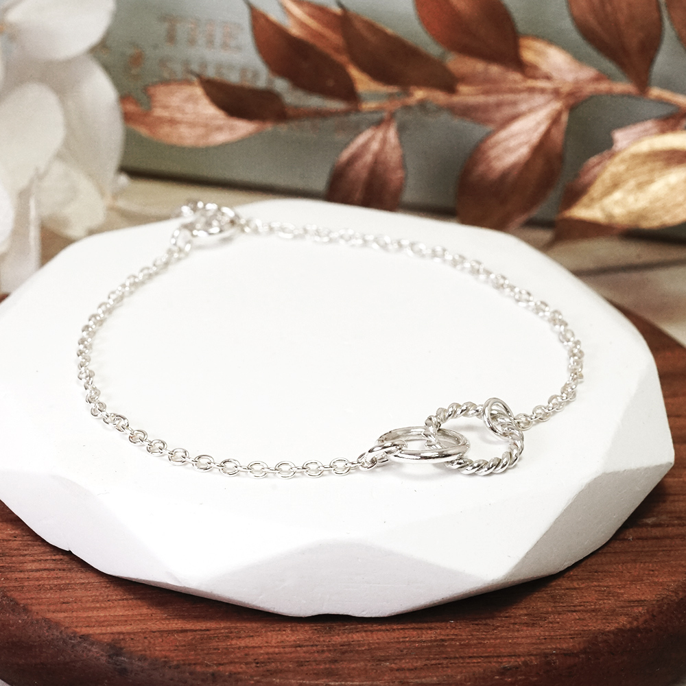 捲捲麻花 925純銀手鍊 細版 女生手鍊 刻字訂製