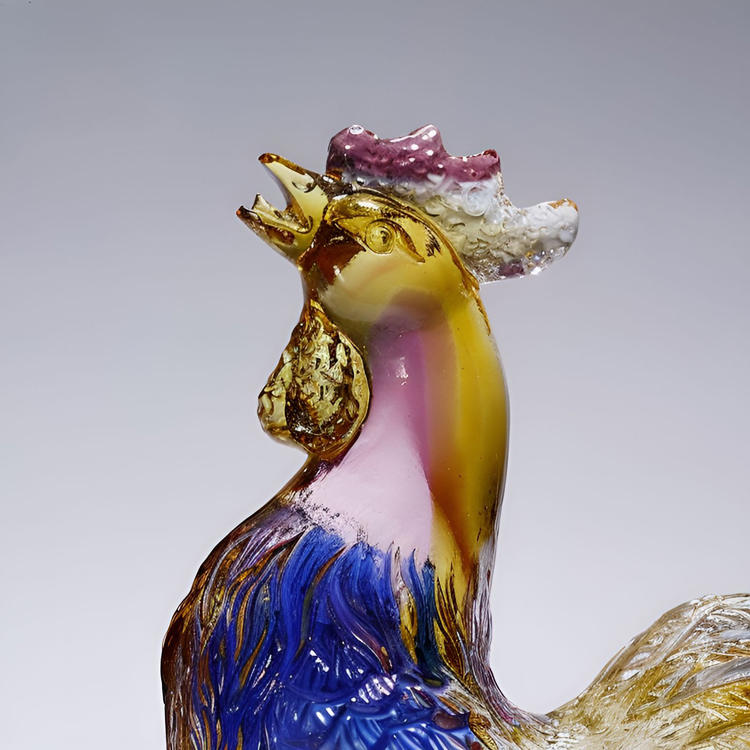 鹿港窯禮品館│琉璃金雞報喜|富貴吉祥招財擺件