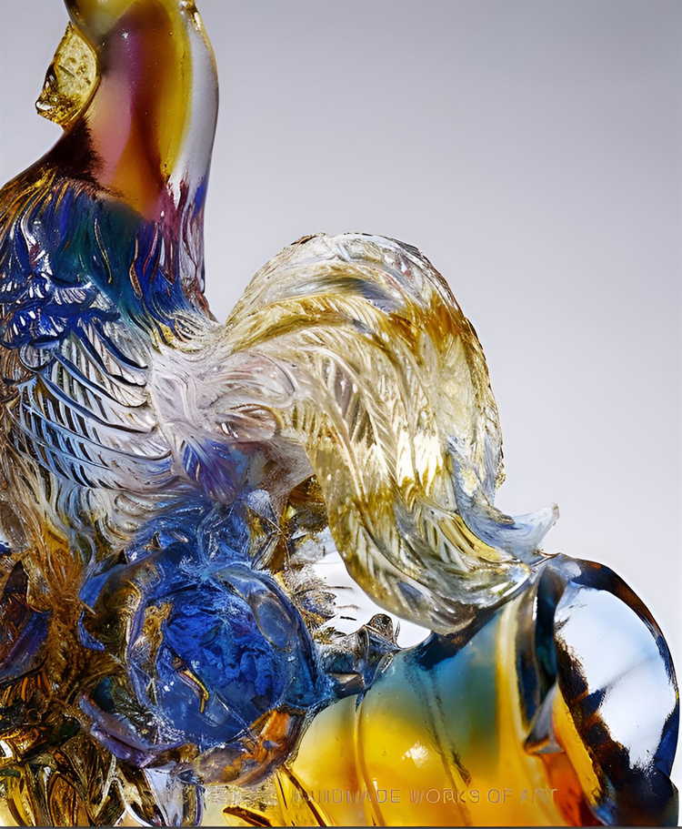 鹿港窯禮品館│琉璃金雞報喜|富貴吉祥招財擺件