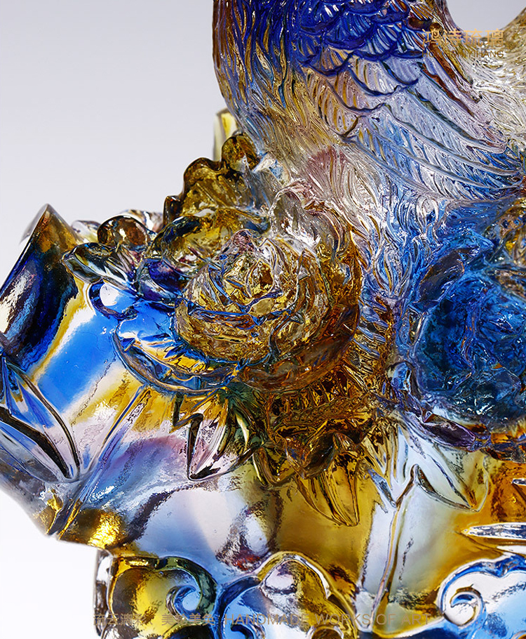 鹿港窯禮品館│琉璃金雞報喜|富貴吉祥招財擺件