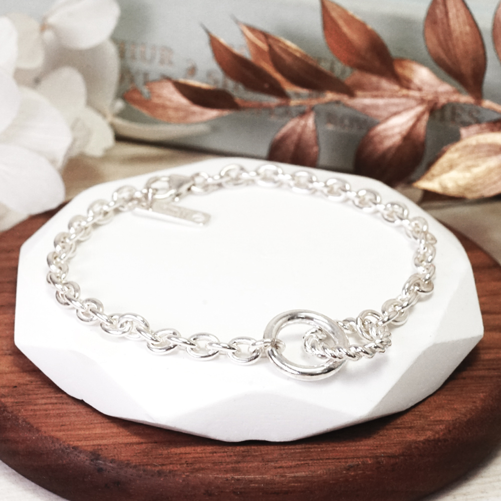 捲捲麻花 925純銀手鍊 寬版 男生手鍊 中性手鍊