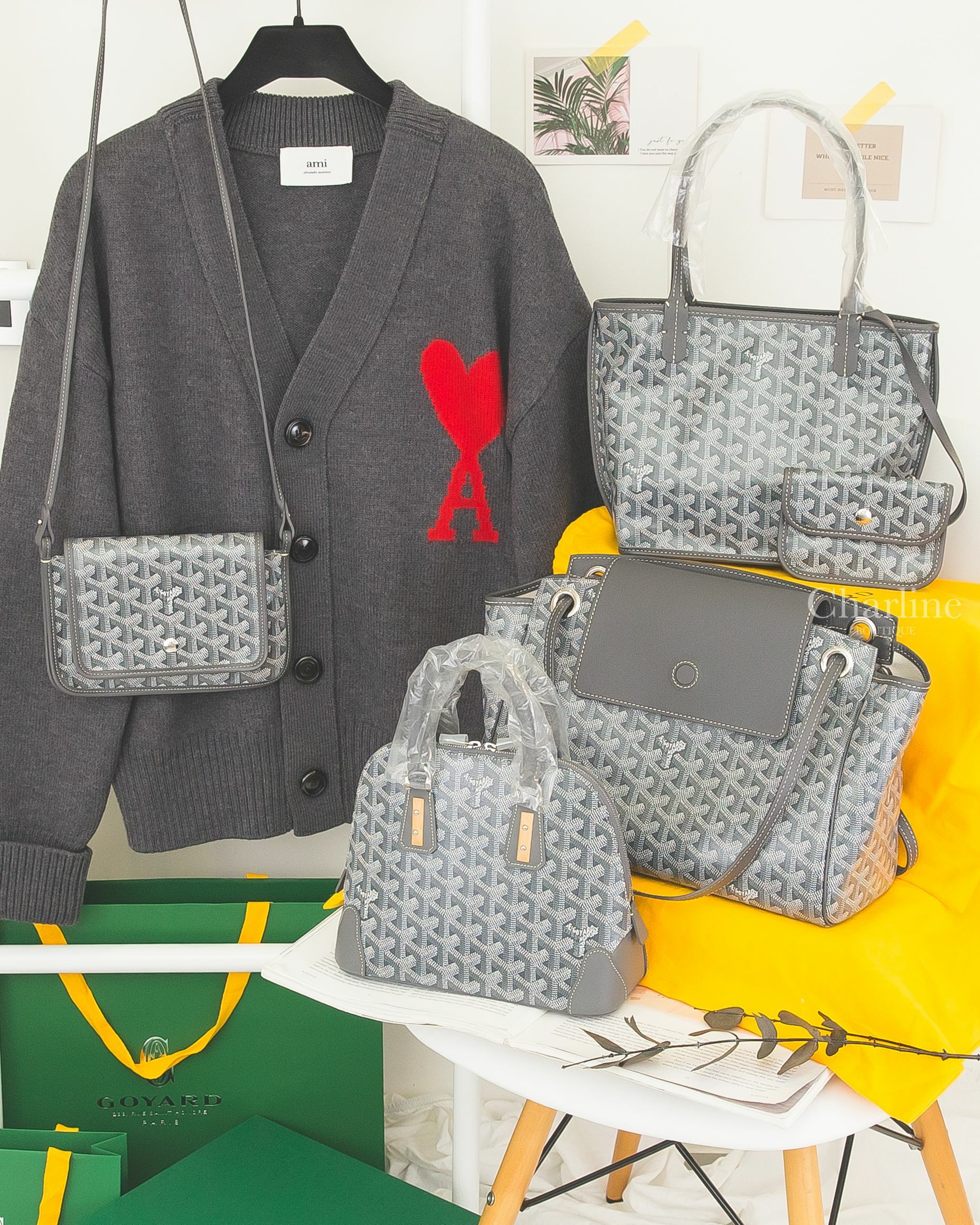 Goyard Rouette Souple Bag,Goyard Vendôme Mini Bag,Goyard Anjou Mini Bag,Goyard Plumet Pocket Wallet 灰色-Charline Boutique 精品代購