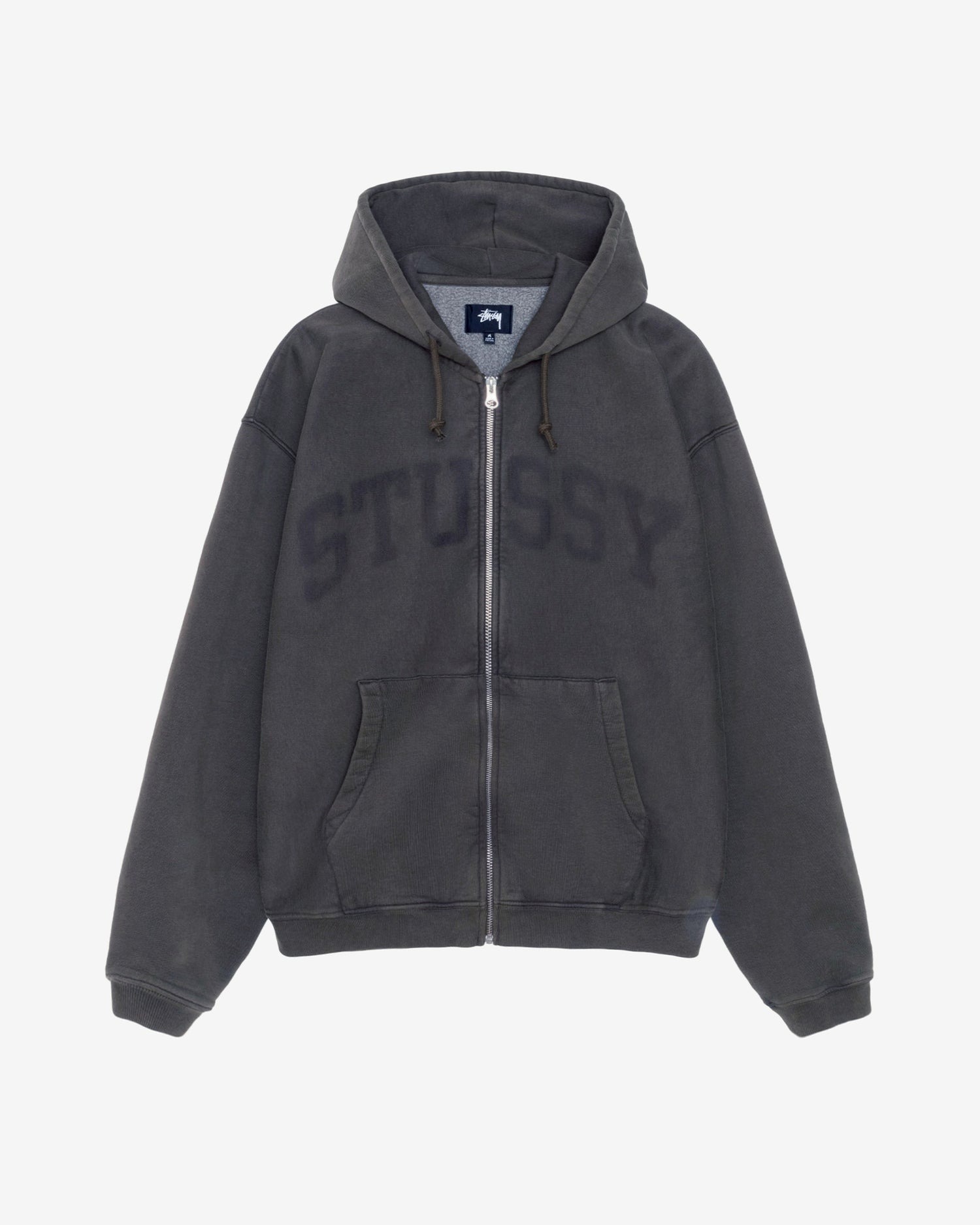 STÜSSY Faded Graphic Zip Hood Washed Black 洗水黑