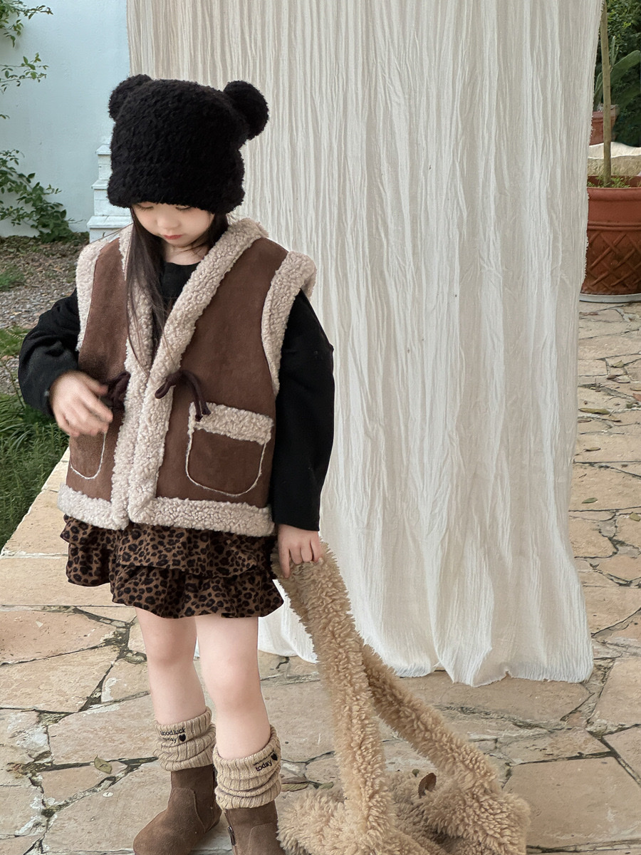 復古高腰燈芯絨豹紋褲裙