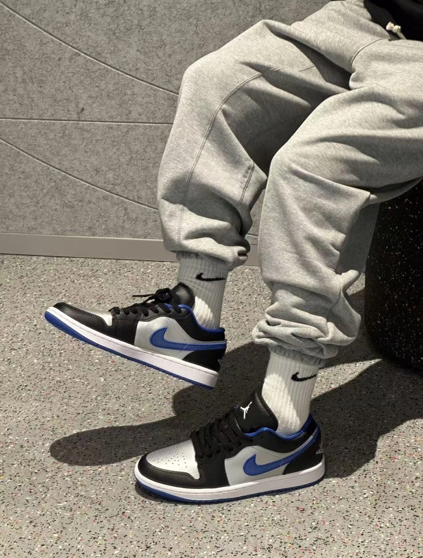Nike Air Jordan 1 Low AJ1 "Game Royal" 皇家遊戲 閃電配色 藍黑銀 Y2K 金屬銀 553558007