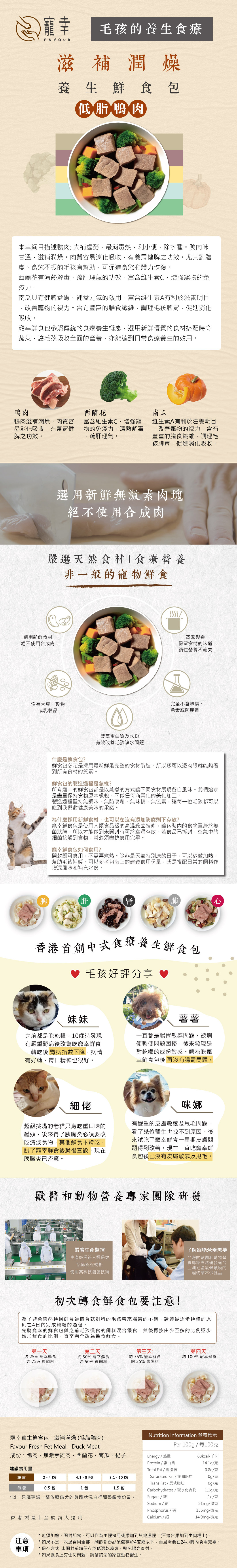 寵幸 低脂鴨肉(滋補潤燥) 寵物鮮食包 120g