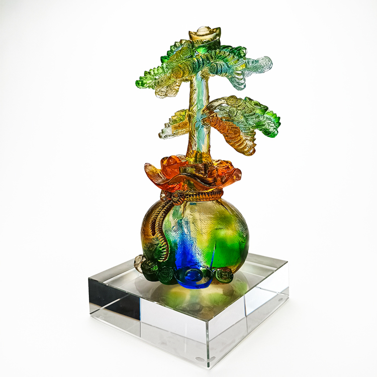 鹿港窯禮品館│居家開運必備｜琉璃發財樹擺飾