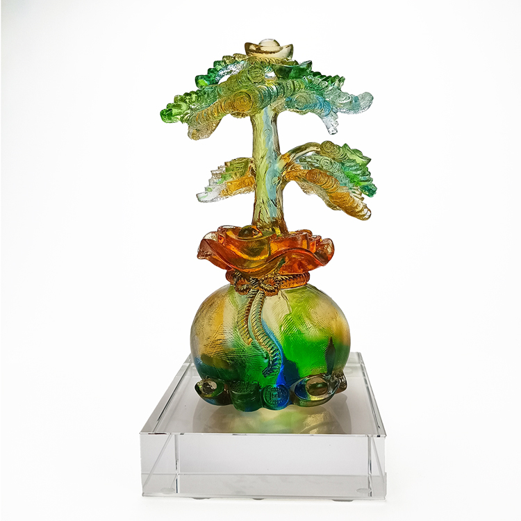 鹿港窯禮品館│居家開運必備｜琉璃發財樹擺飾