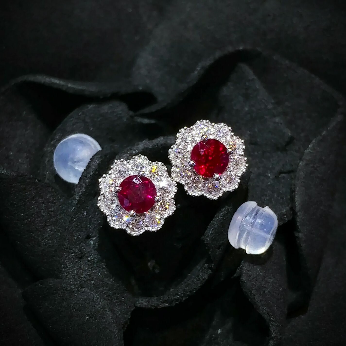 18K White Gold 0.83ct Ruby and Diamond Earrings