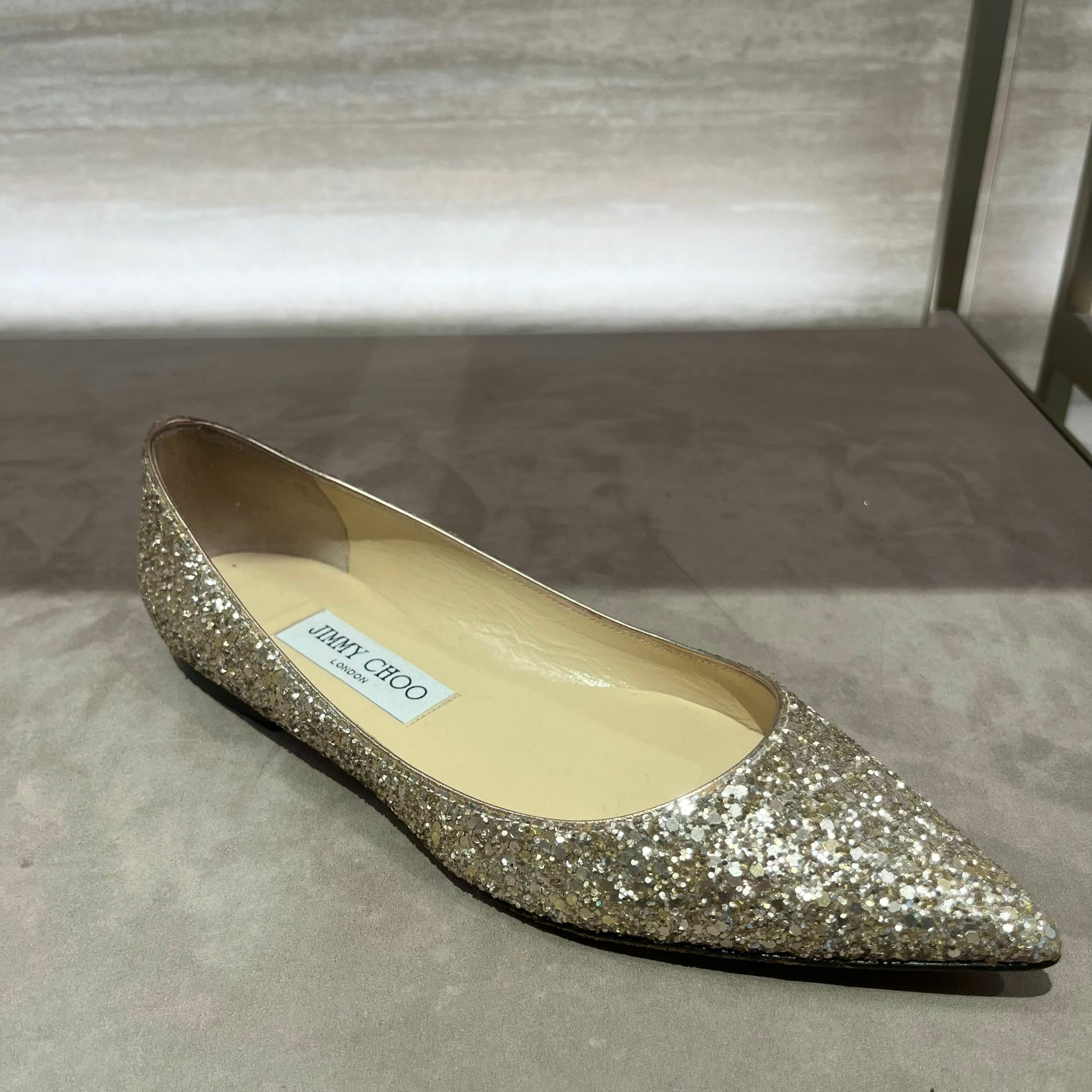 1JC1125-020 JIMMY CHOO Alina Shadow Coarse Ballet Silver (S-EU-E)