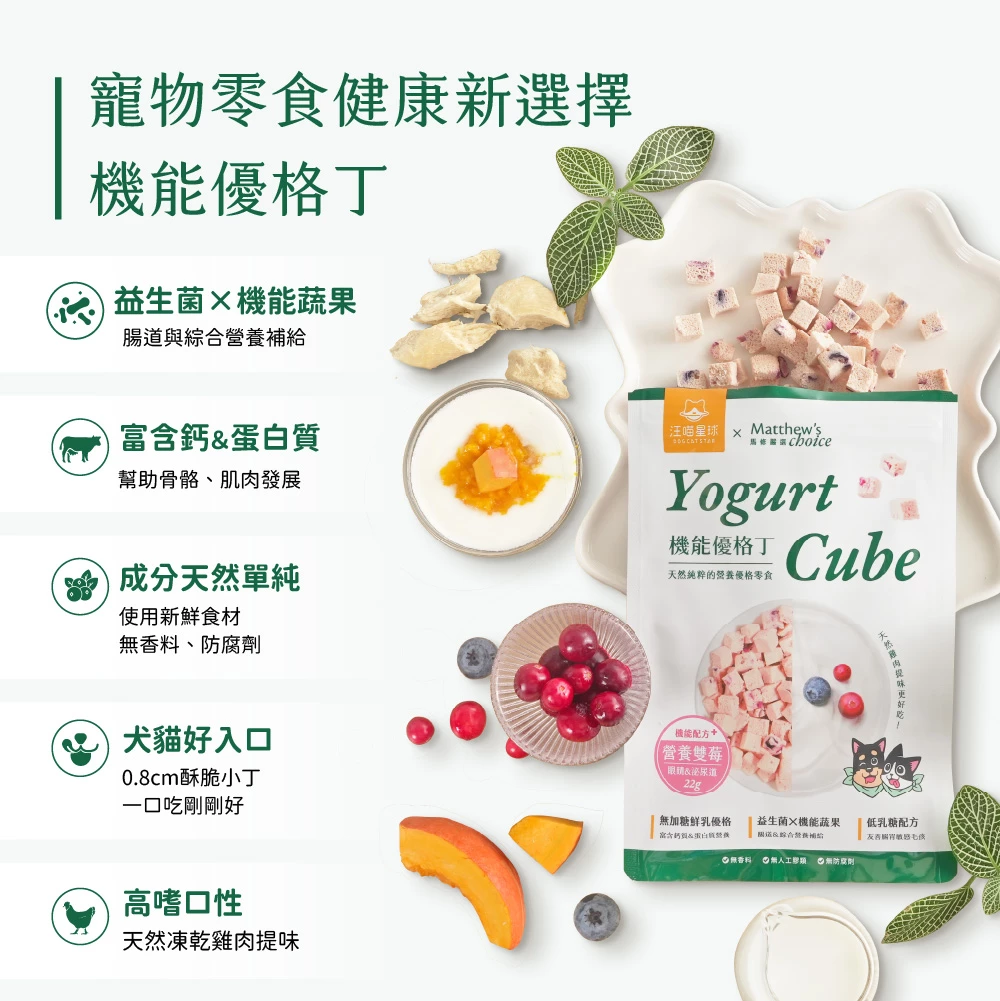汪喵星球 機能優格丁 營養雙莓 22g (貓狗適用)