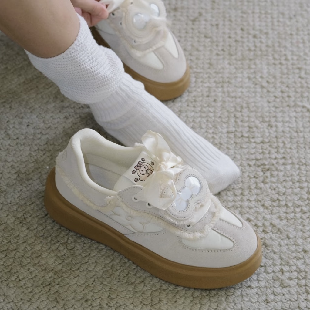 We Flower x NAIXIGU 聯名 德訓鞋 小花鞋 蝴蝶結 厚底 含贈品 奶茶