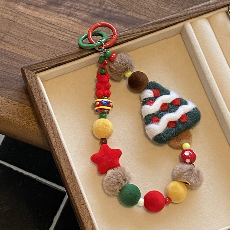 《5318》可愛冬日羊毛氈聖誕樹手機鏈