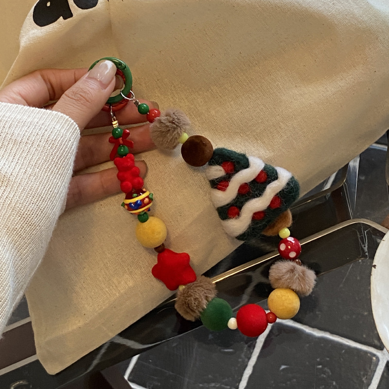 《5318》可愛冬日羊毛氈聖誕樹手機鏈