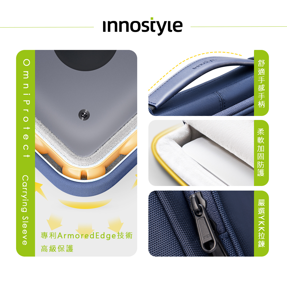 innostyle OmniProtect系列 16吋 筆電/平板/電腦 手提/側背包 專利緩衝 藍色