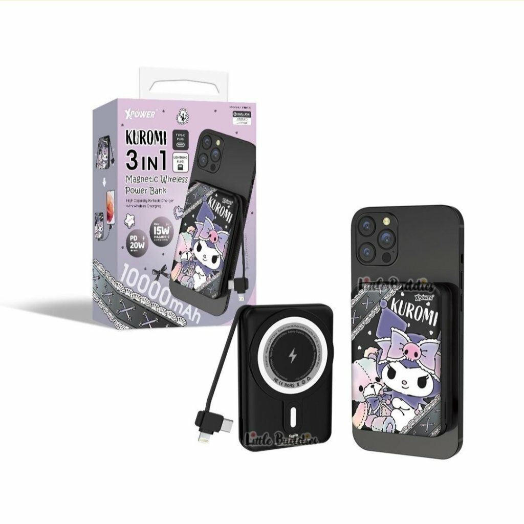 XPower Sanrio Kuromi PD 3.0  3合1 磁吸無線快充外置充電器 (10,000mAh)