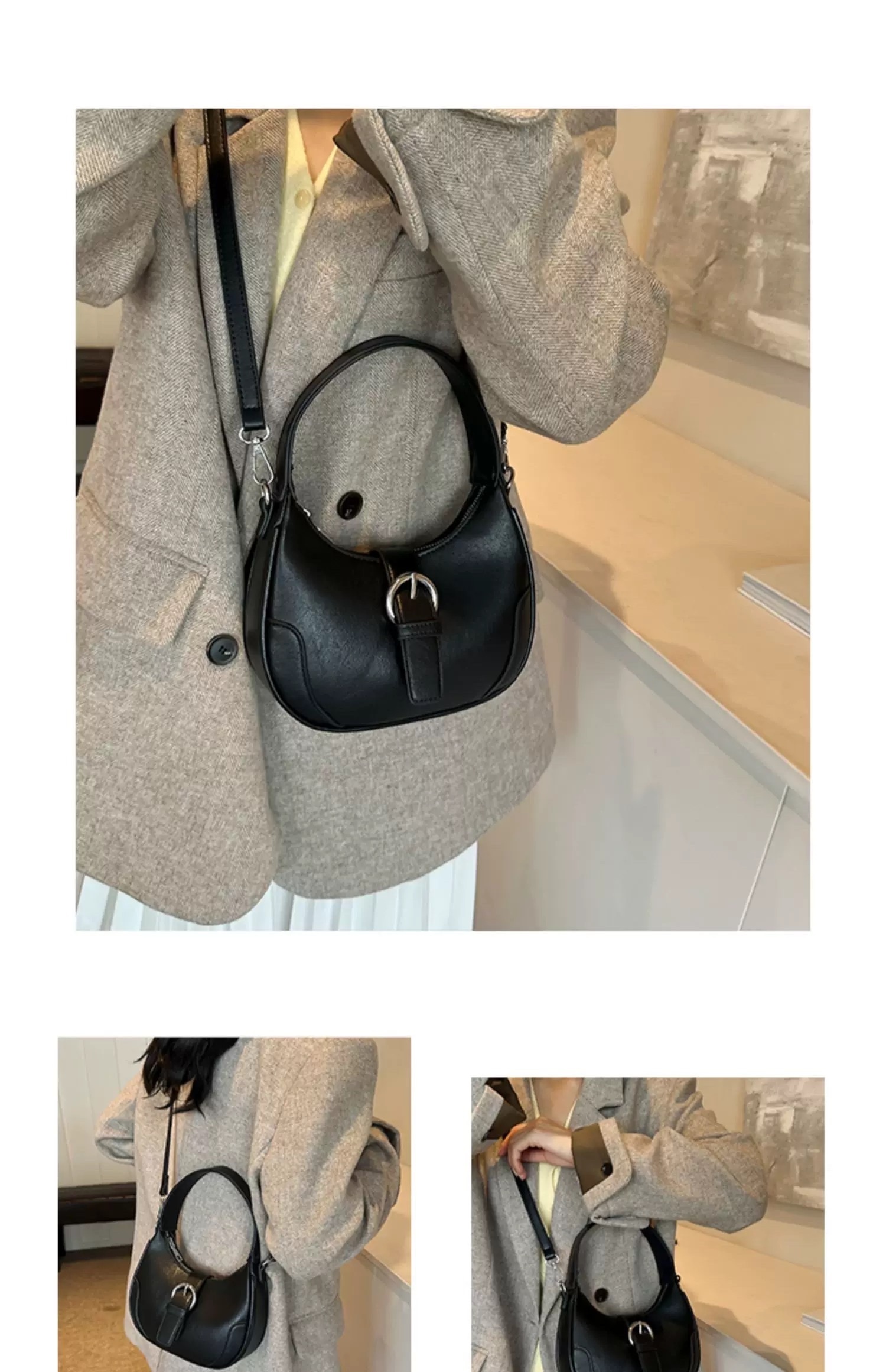 韓系皮帶扣馬鞍包/三色/