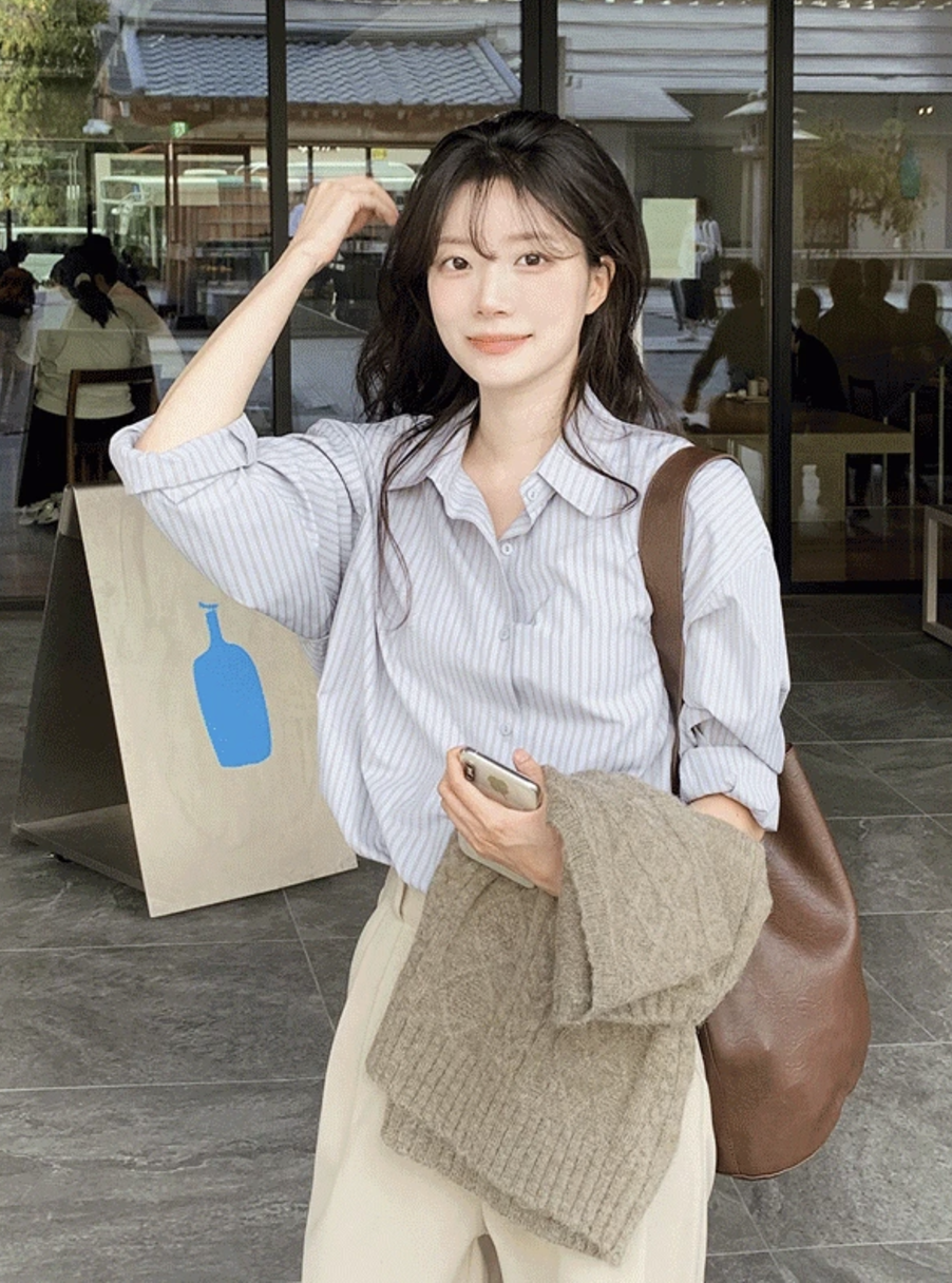 預訂｜SLOWAND #SLOWMADE Loose Fit Striped Shirt (3 Color)