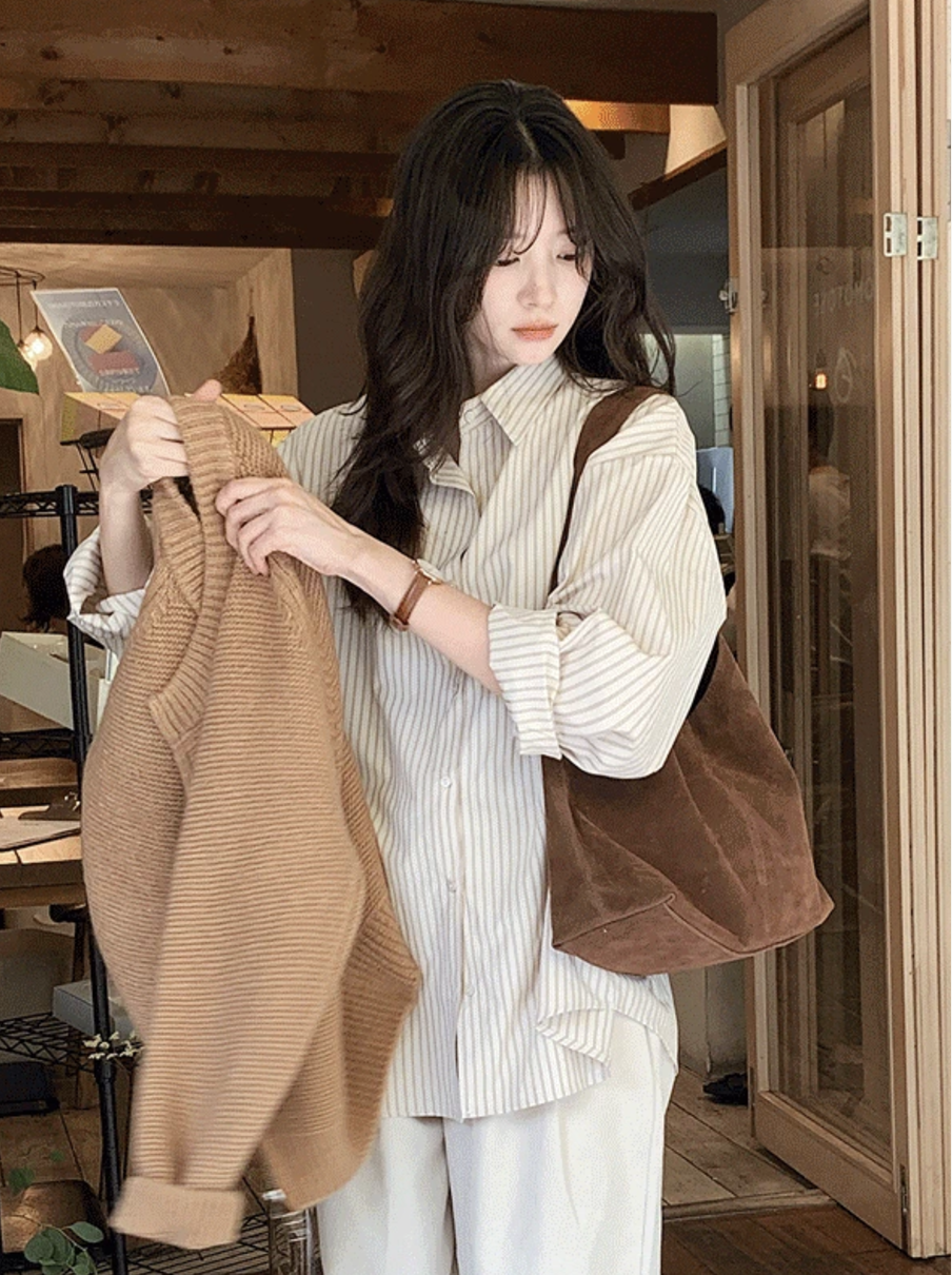 預訂｜SLOWAND #SLOWMADE Loose Fit Striped Shirt (3 Color)