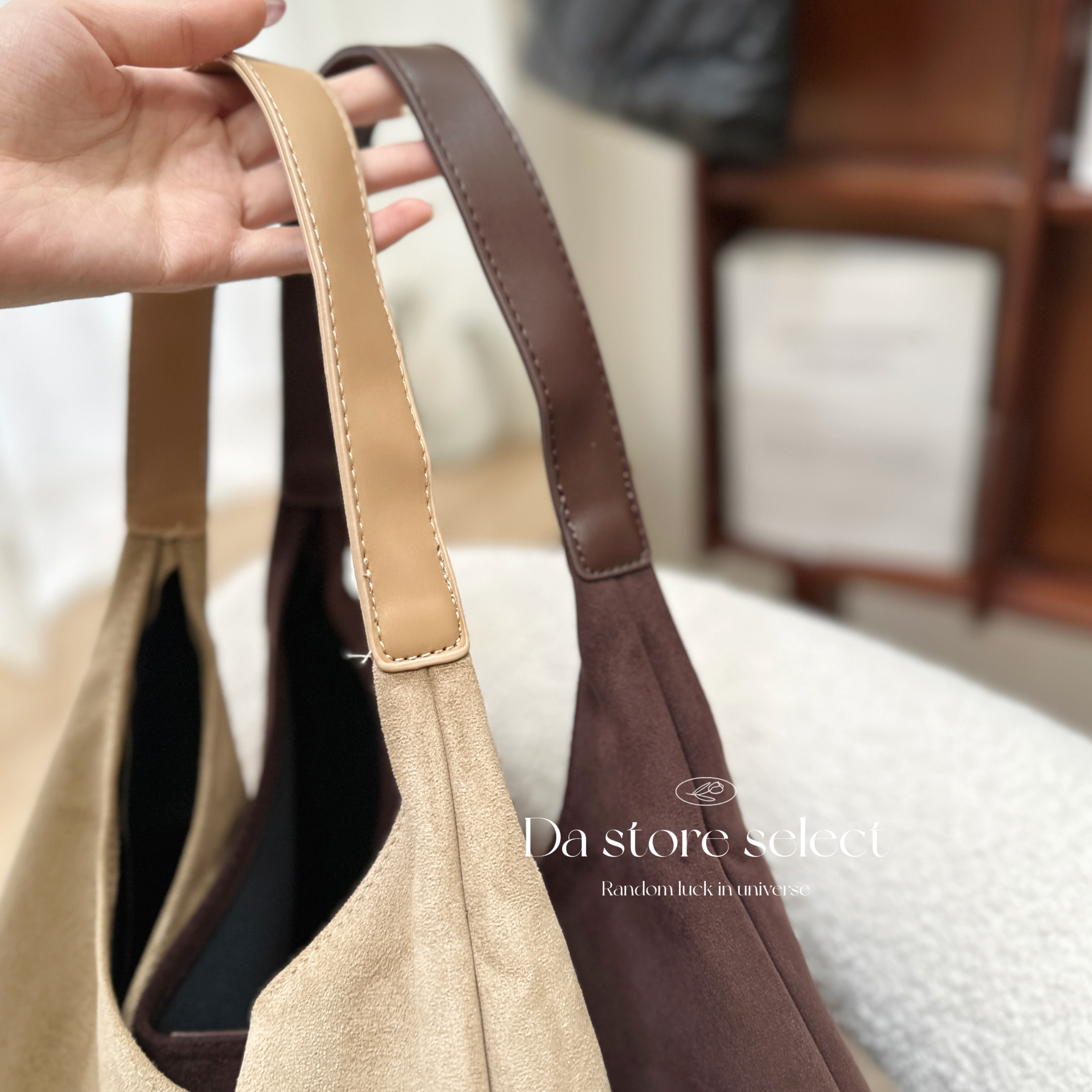 簡約皮質復古麂皮托特包/三色