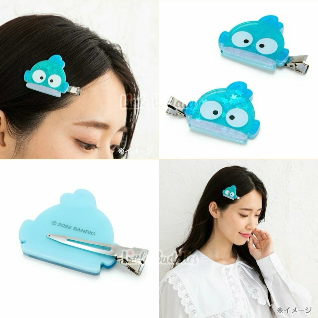 日本Sanrio 亞克力頭形閃閃流沙對裝髮夾
