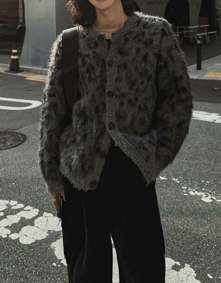 圓領豹紋開胸針織外套 GARMENTS-016JK
