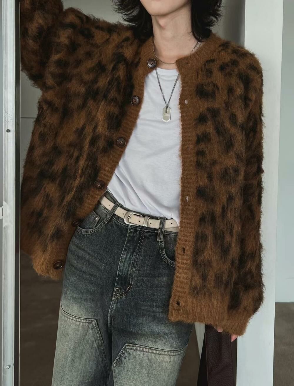 圓領豹紋開胸針織外套 GARMENTS-016JK