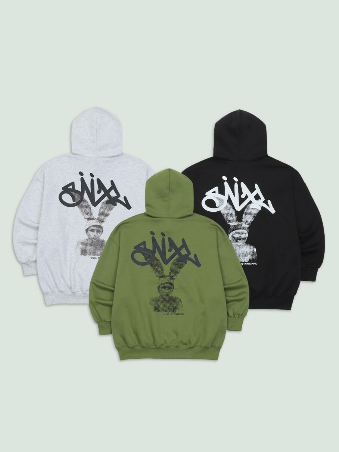 OverSize英文字圖案連帽衛衣(薄抓毛底) SVXL-047T