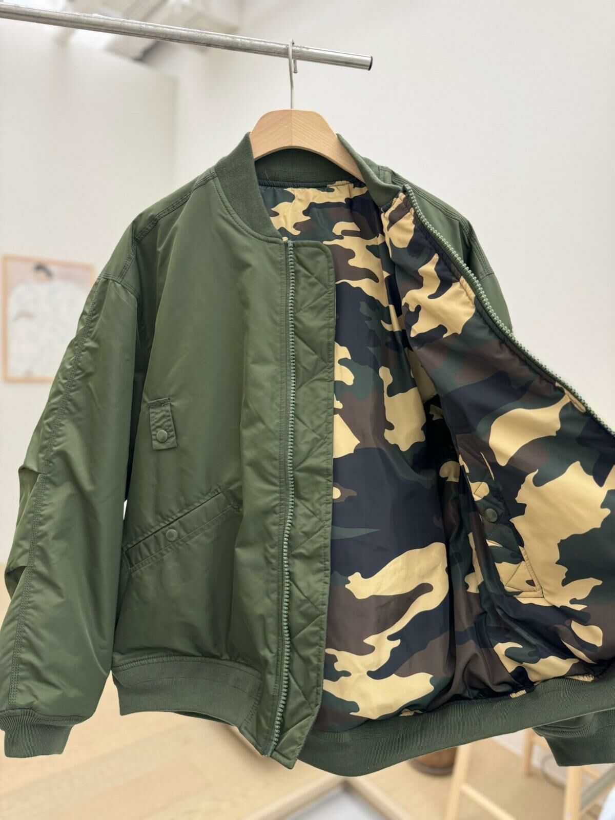 淨色拼迷彩拉鍊外套(雙面) DDM-054JK