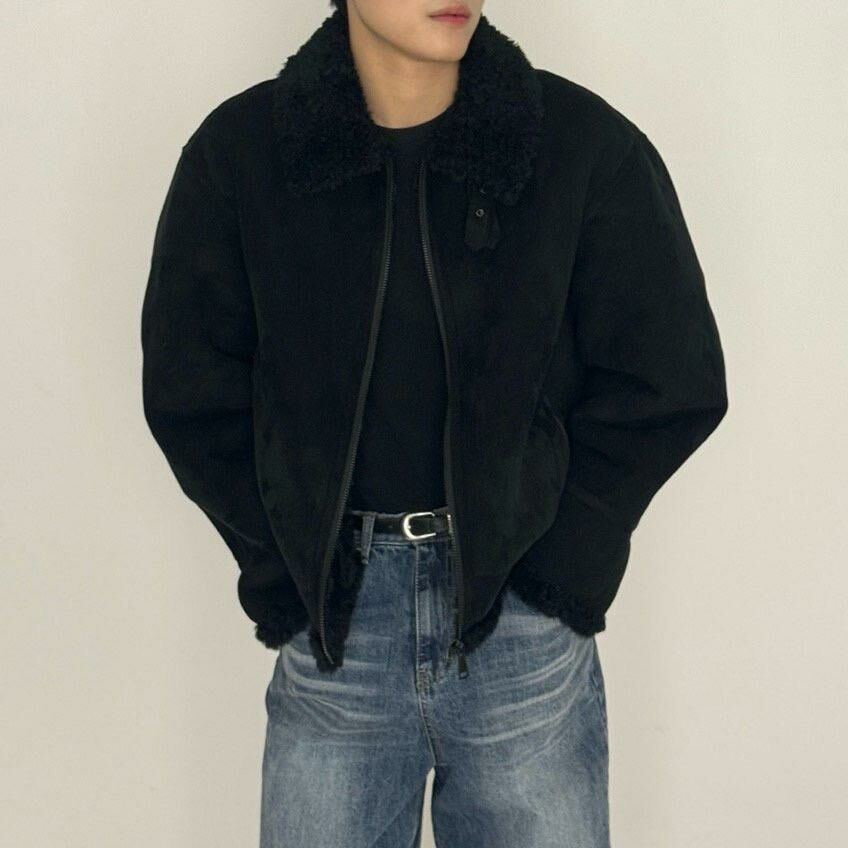 毛毛領拉鍊猄面褸 DDM-056JK